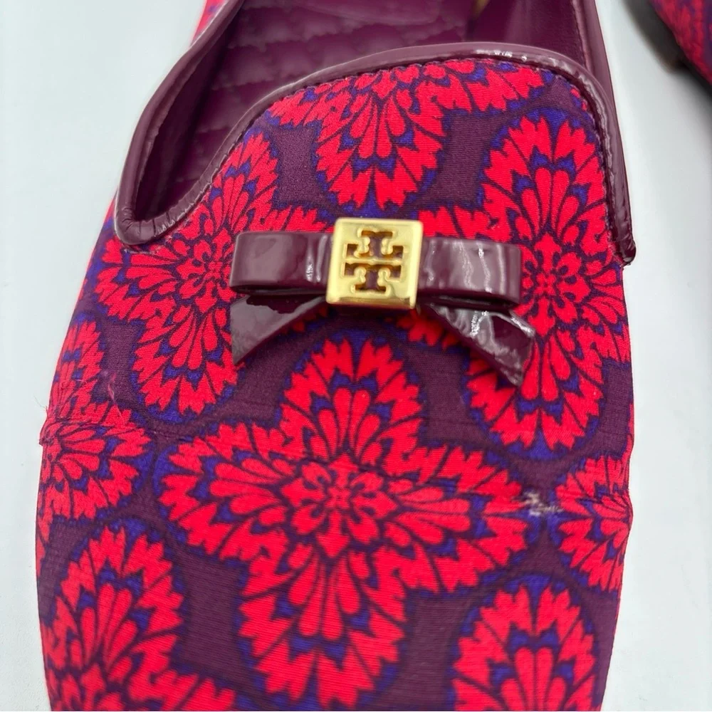 Tory Burch Red‎ and Purple Floral Loafers